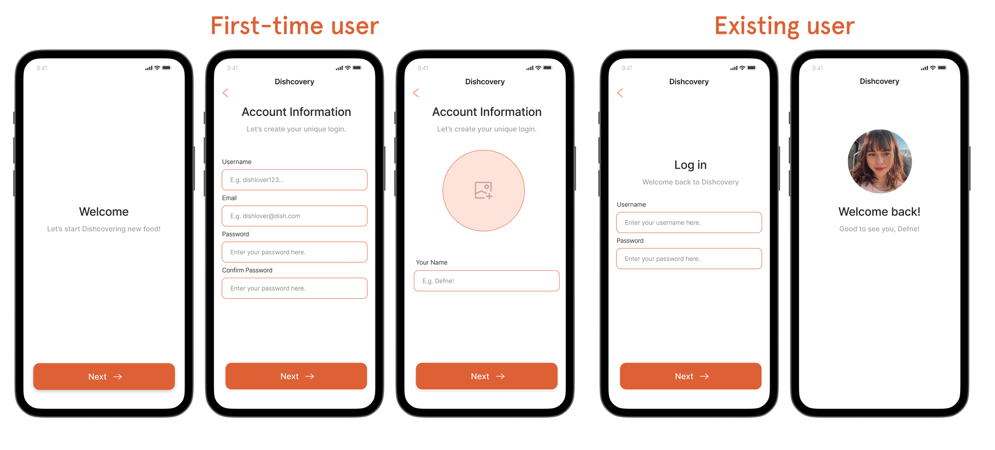 User onboarding screens